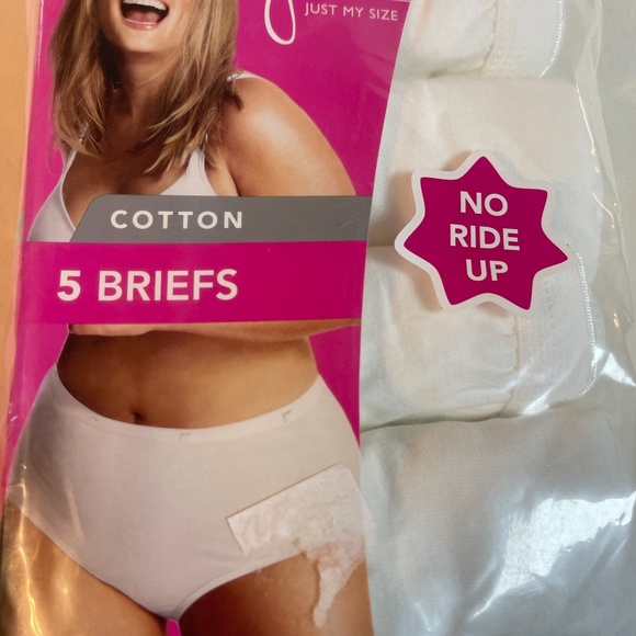 Just My Size by Hanes 5 Briefs White 34/36 Panty Plus Size 14 Breathable Cotton - Picture 4 of 10